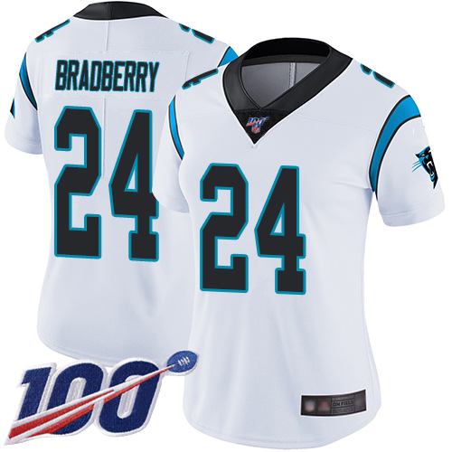 Carolina Panthers Limited White Women James Bradberry Road Jersey NFL Football #24 100th Season Vapor Untouchable->women nfl jersey->Women Jersey